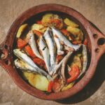 fish on brown round plate